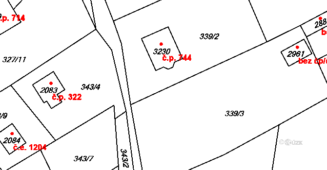 Ostravice 744 na parcele st. 3230 v KÚ Ostravice 1, Katastrální mapa