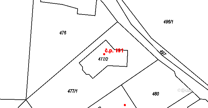 Dolní Těrlicko 191, Těrlicko na parcele st. 477/2 v KÚ Dolní Těrlicko, Katastrální mapa