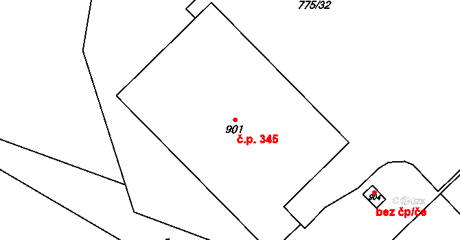 Želivec 345, Sulice na parcele st. 901 v KÚ Sulice, Katastrální mapa