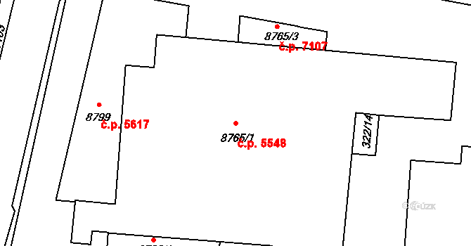 Zlín 5548 na parcele st. 8765/1 v KÚ Zlín, Katastrální mapa