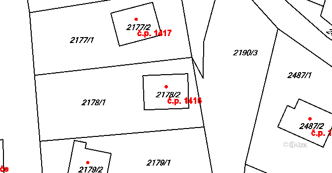 Bruntál 1416 na parcele st. 2178/2 v KÚ Bruntál-město, Katastrální mapa