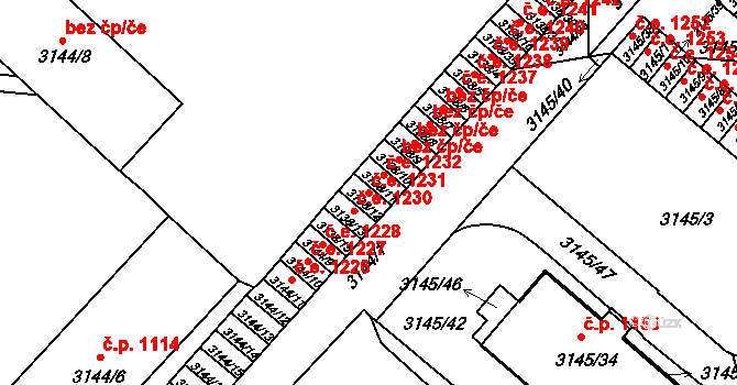Pelhřimov 1231 na parcele st. 3138/12 v KÚ Pelhřimov, Katastrální mapa