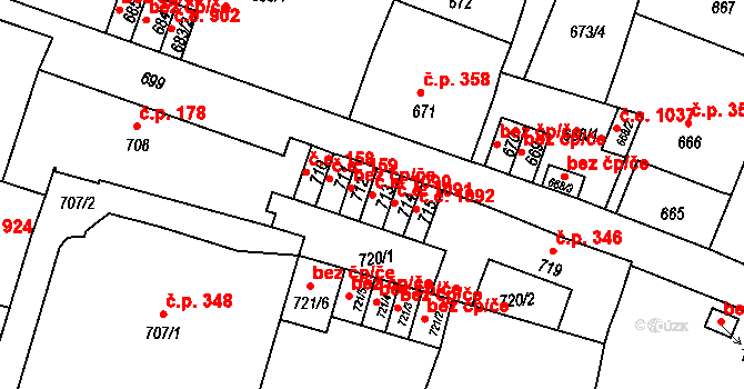 Děčín IV-Podmokly 1090, Děčín na parcele st. 713 v KÚ Podmokly, Katastrální mapa