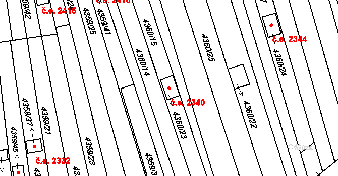 Louny 2340 na parcele st. 4360/23 v KÚ Louny, Katastrální mapa