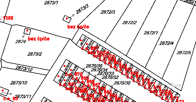 Velké Meziříčí 884 na parcele st. 2870/5 v KÚ Velké Meziříčí, Katastrální mapa