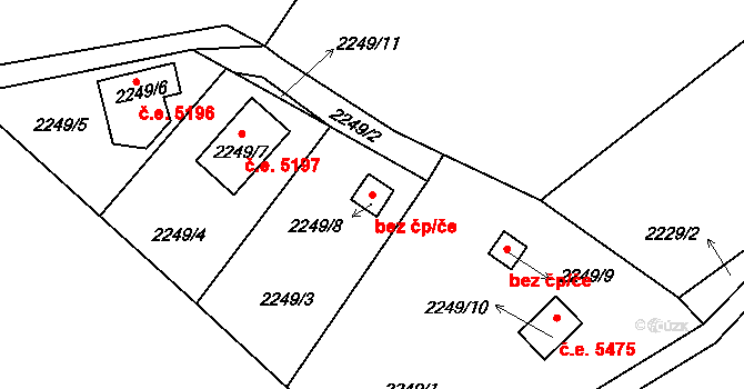 Pelhřimov 39256561 na parcele st. 2249/8 v KÚ Pelhřimov, Katastrální mapa