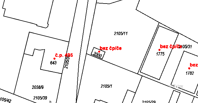 Pacov 39265561 na parcele st. 2000 v KÚ Pacov, Katastrální mapa