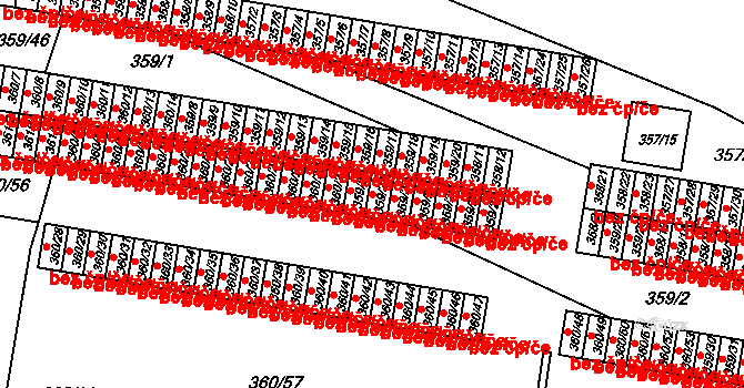Rousínov 96 na parcele st. 359/22 v KÚ Rousínov u Vyškova, Katastrální mapa