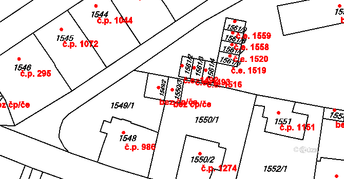 Děčín 39893561 na parcele st. 1550/3 v KÚ Děčín, Katastrální mapa