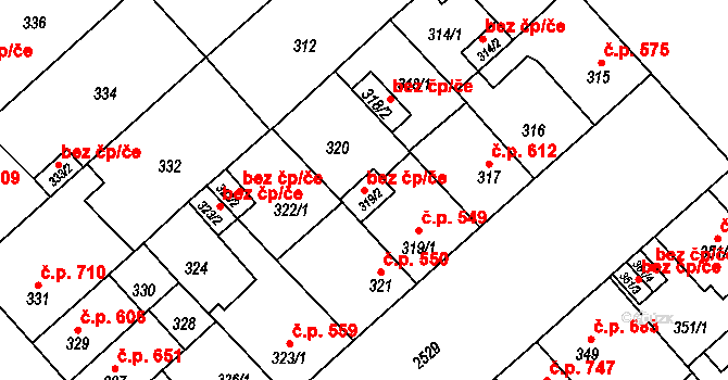 Plzeň 40242561 na parcele st. 319/2 v KÚ Doubravka, Katastrální mapa