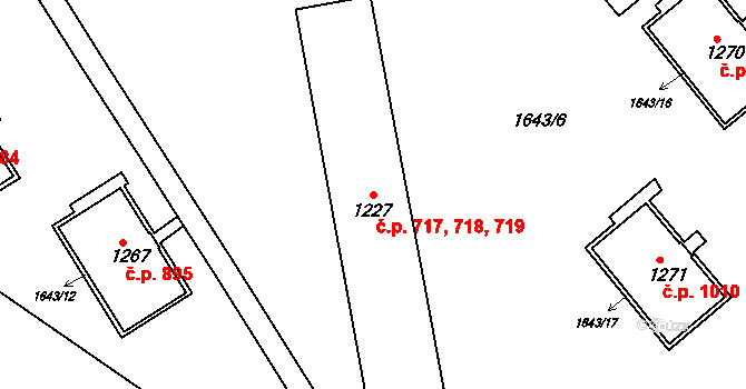 Napajedla 717,718,719 na parcele st. 1227 v KÚ Napajedla, Katastrální mapa