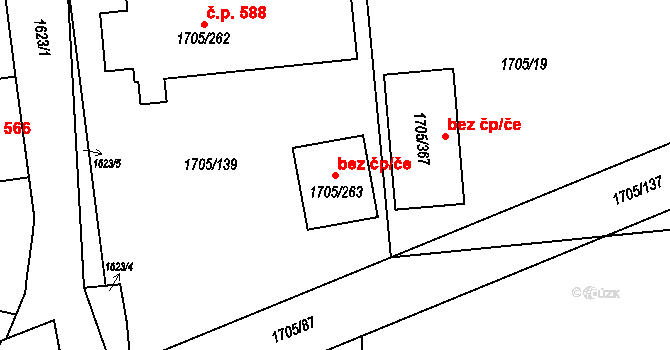 Kopřivnice 41228561 na parcele st. 1705/263 v KÚ Kopřivnice, Katastrální mapa