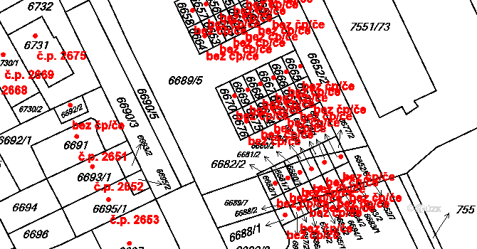 Brno 41703561 na parcele st. 6676 v KÚ Židenice, Katastrální mapa