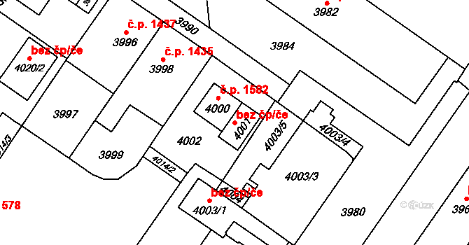 Vsetín 41761561 na parcele st. 4001 v KÚ Vsetín, Katastrální mapa
