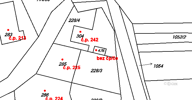Zlín 42053561 na parcele st. 476 v KÚ Louky nad Dřevnicí, Katastrální mapa
