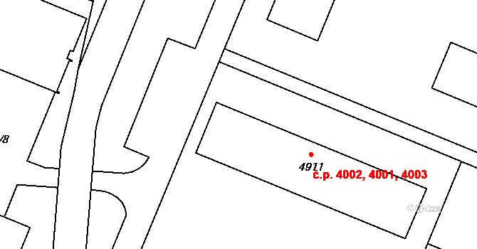 Zlín 4001,4002,4003 na parcele st. 4911 v KÚ Zlín, Katastrální mapa