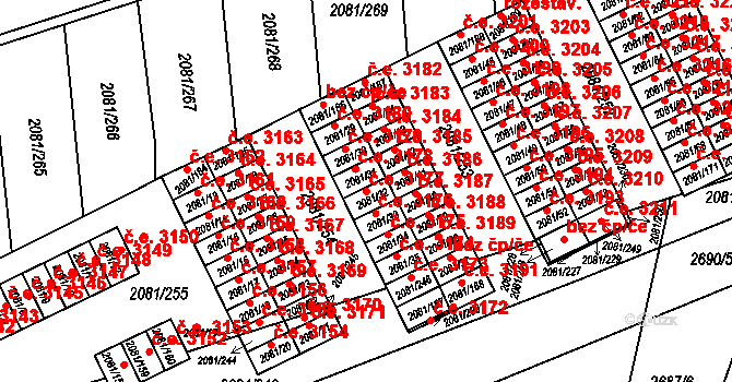 Prostřední Suchá 3177, Havířov na parcele st. 2081/32 v KÚ Prostřední Suchá, Katastrální mapa