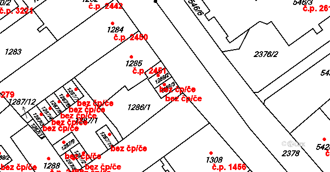 Teplice 45137561 na parcele st. 1286/3 v KÚ Teplice, Katastrální mapa