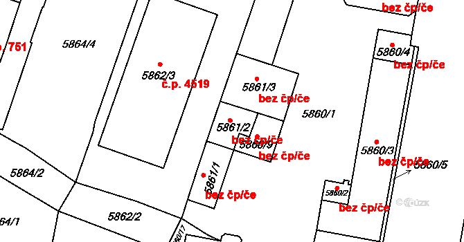 Brno 45574561 na parcele st. 5861/2 v KÚ Židenice, Katastrální mapa