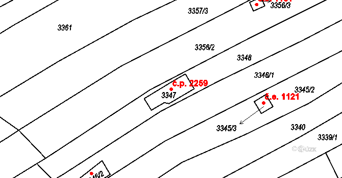 Řečkovice 2259, Brno na parcele st. 3347 v KÚ Řečkovice, Katastrální mapa