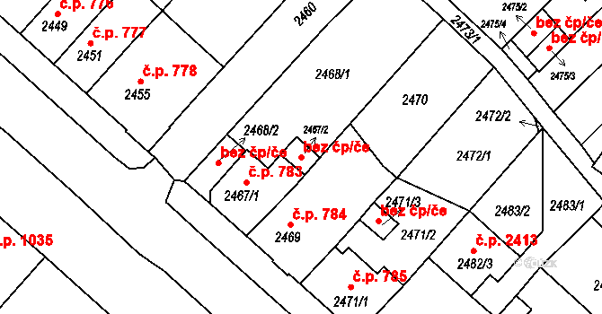 Krnov 45626561 na parcele st. 2467/2 v KÚ Krnov-Horní Předměstí, Katastrální mapa