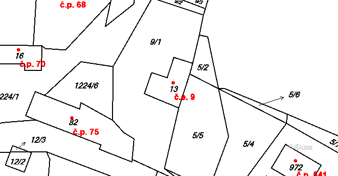 Nechánice 9, Sulice na parcele st. 13 v KÚ Sulice, Katastrální mapa