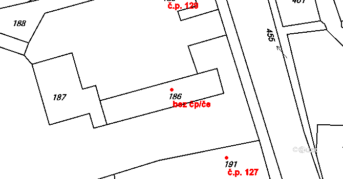 Jasenná 46578561 na parcele st. 186 v KÚ Jasenná, Katastrální mapa