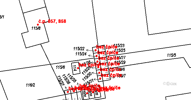 Praha 46853561 na parcele st. 115/23 v KÚ Uhříněves, Katastrální mapa