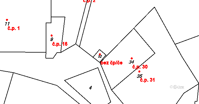 Žebrák 47055561 na parcele st. 52 v KÚ Sedlec u Žebráku, Katastrální mapa