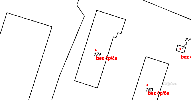 Travčice 47640561 na parcele st. 174 v KÚ Travčice, Katastrální mapa