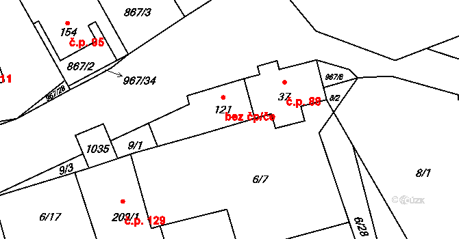 Oselce 47819561 na parcele st. 121 v KÚ Oselce, Katastrální mapa