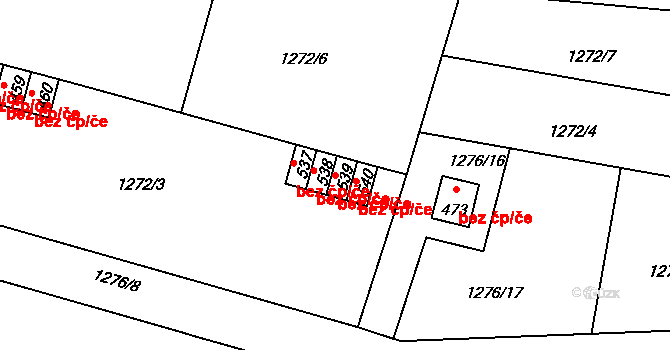 Bystřice 48198561 na parcele st. 539 v KÚ Bystřice u Benešova, Katastrální mapa