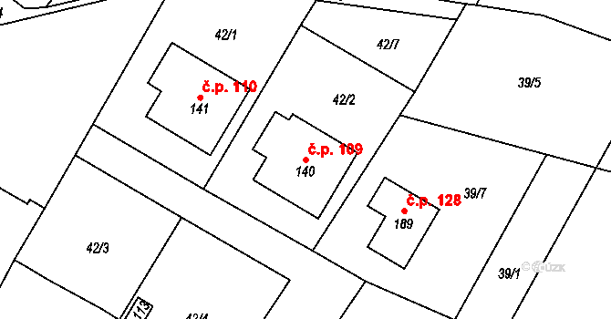 Vejvanovice 109 na parcele st. 140 v KÚ Vejvanovice, Katastrální mapa