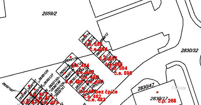 Rumburk 1 587, Rumburk na parcele st. 2859/11 v KÚ Rumburk, Katastrální mapa