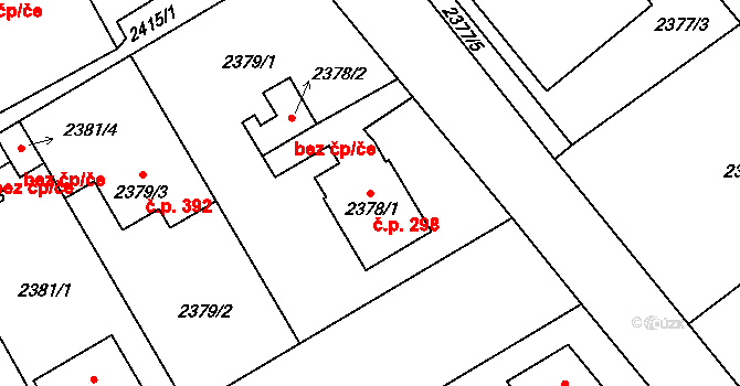 Pražské Předměstí 298, Vysoké Mýto na parcele st. 2378/1 v KÚ Vysoké Mýto, Katastrální mapa