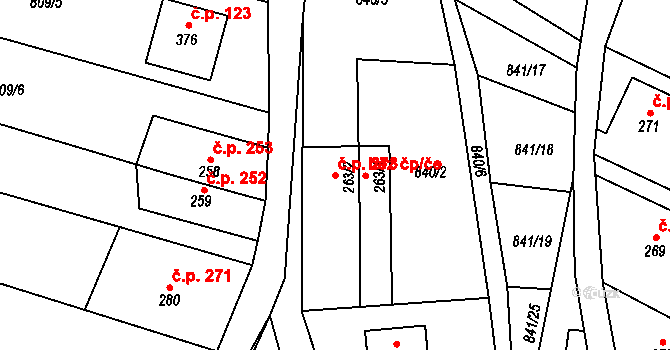 Hrabenov 273, Ruda nad Moravou na parcele st. 263/2 v KÚ Hrabenov, Katastrální mapa