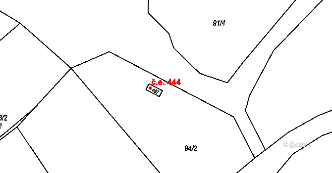 Černolice 444 na parcele st. 487 v KÚ Černolice, Katastrální mapa