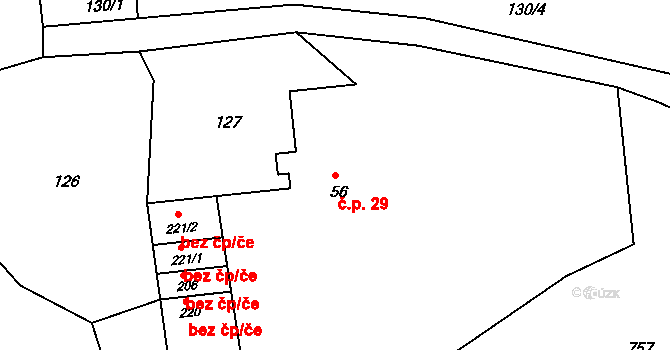 Horní Kamenice 29, Česká Kamenice na parcele st. 56 v KÚ Horní Kamenice, Katastrální mapa