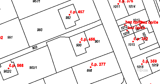 Olešnice 456 na parcele st. 900 v KÚ Olešnice na Moravě, Katastrální mapa