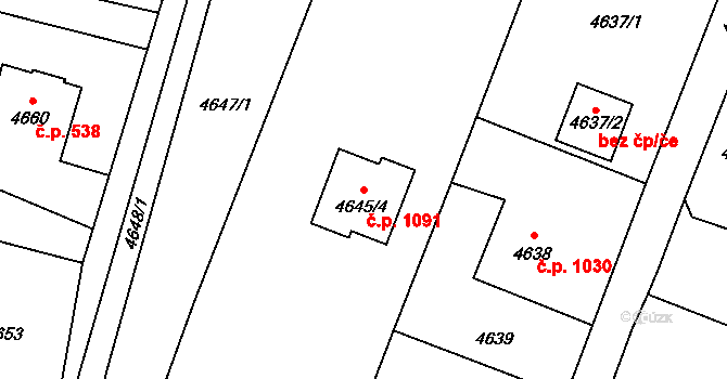 Dětmarovice 1091 na parcele st. 4645/4 v KÚ Dětmarovice, Katastrální mapa