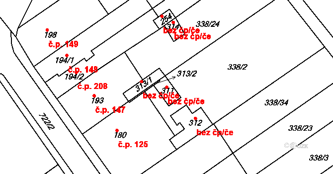 Rymice 81582561 na parcele st. 311 v KÚ Rymice, Katastrální mapa