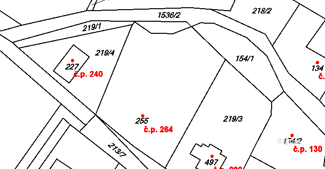 Libhošť 264 na parcele st. 255 v KÚ Libhošť, Katastrální mapa