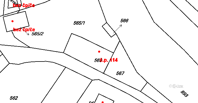 Stachovice 114, Fulnek na parcele st. 563 v KÚ Stachovice, Katastrální mapa