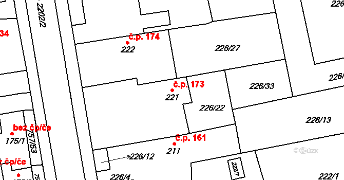 Košetice 173 na parcele st. 221 v KÚ Košetice, Katastrální mapa