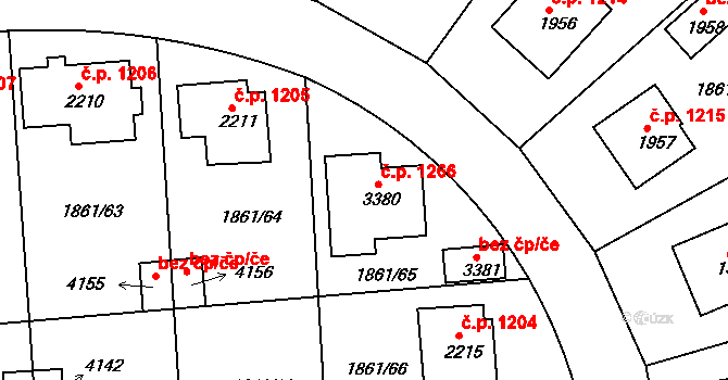 Humpolec 1266 na parcele st. 3380 v KÚ Humpolec, Katastrální mapa