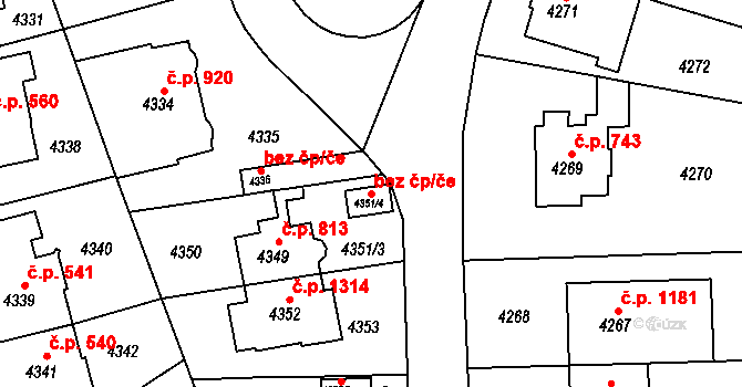 Brno 90816561 na parcele st. 4351/4 v KÚ Žabovřesky, Katastrální mapa