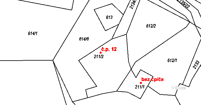 Vilémovec 12, Lipnice nad Sázavou na parcele st. 211/2 v KÚ Lipnice nad Sázavou, Katastrální mapa