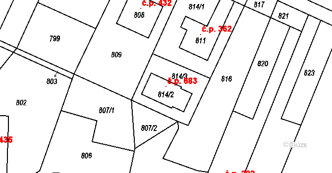 Želechovice nad Dřevnicí 683 na parcele st. 814/2 v KÚ Želechovice nad Dřevnicí, Katastrální mapa