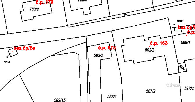 Troja 878, Praha na parcele st. 583/2 v KÚ Troja, Katastrální mapa