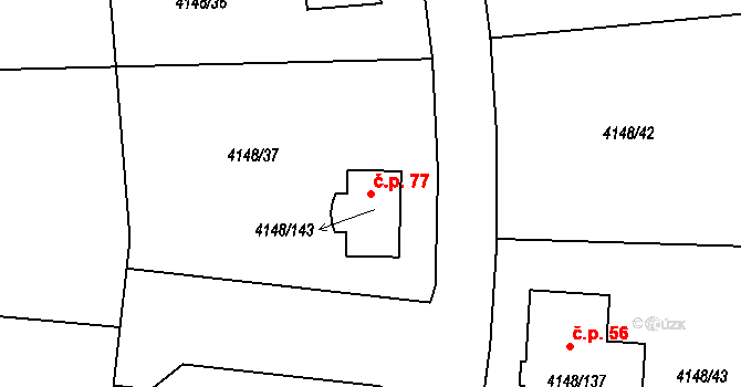 Mariánovice 77, Benešov na parcele st. 4148/143 v KÚ Benešov u Prahy, Katastrální mapa